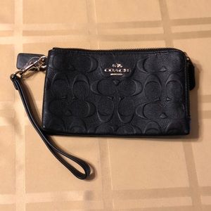 Coach Black Leather Wristlet NEW W/O tags.